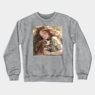 Girl sleeping with dog Crewneck Sweatshirt